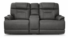MacZcliner Dark Grey P6 3-Piece Power Reclining Lift Assist Loveseat with Console | Gallery Furniture