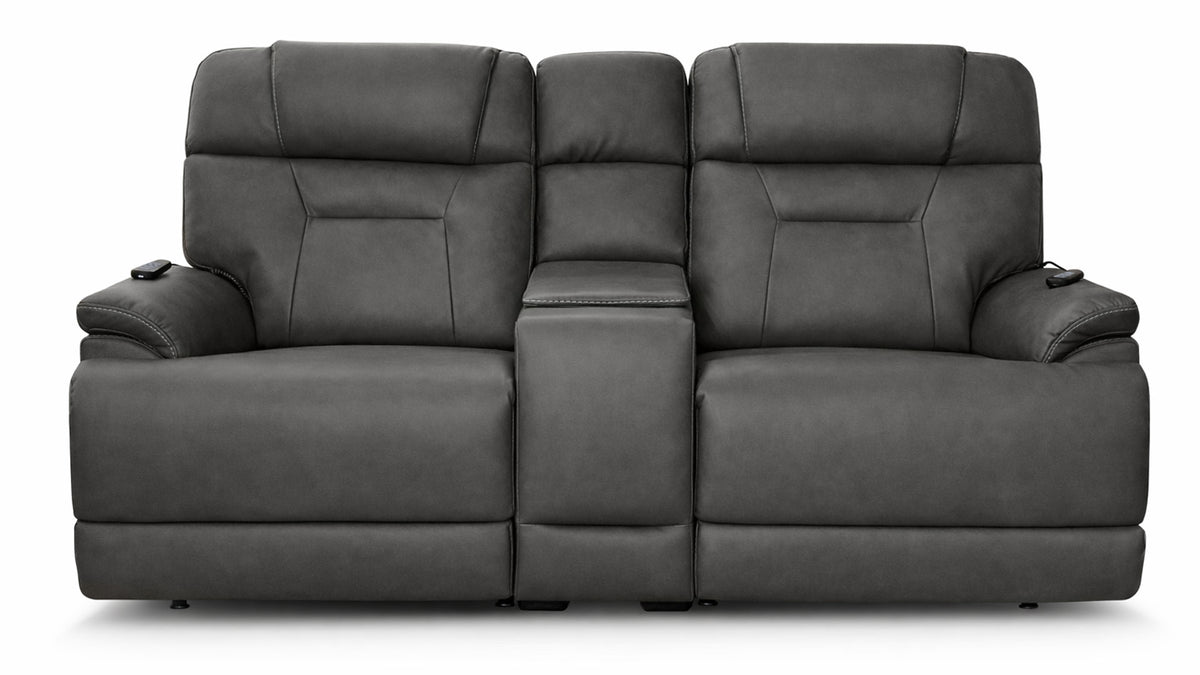 MacZcliner Dark Grey P6 3-Piece Power Reclining Lift Assist Loveseat with Console | Gallery Furniture