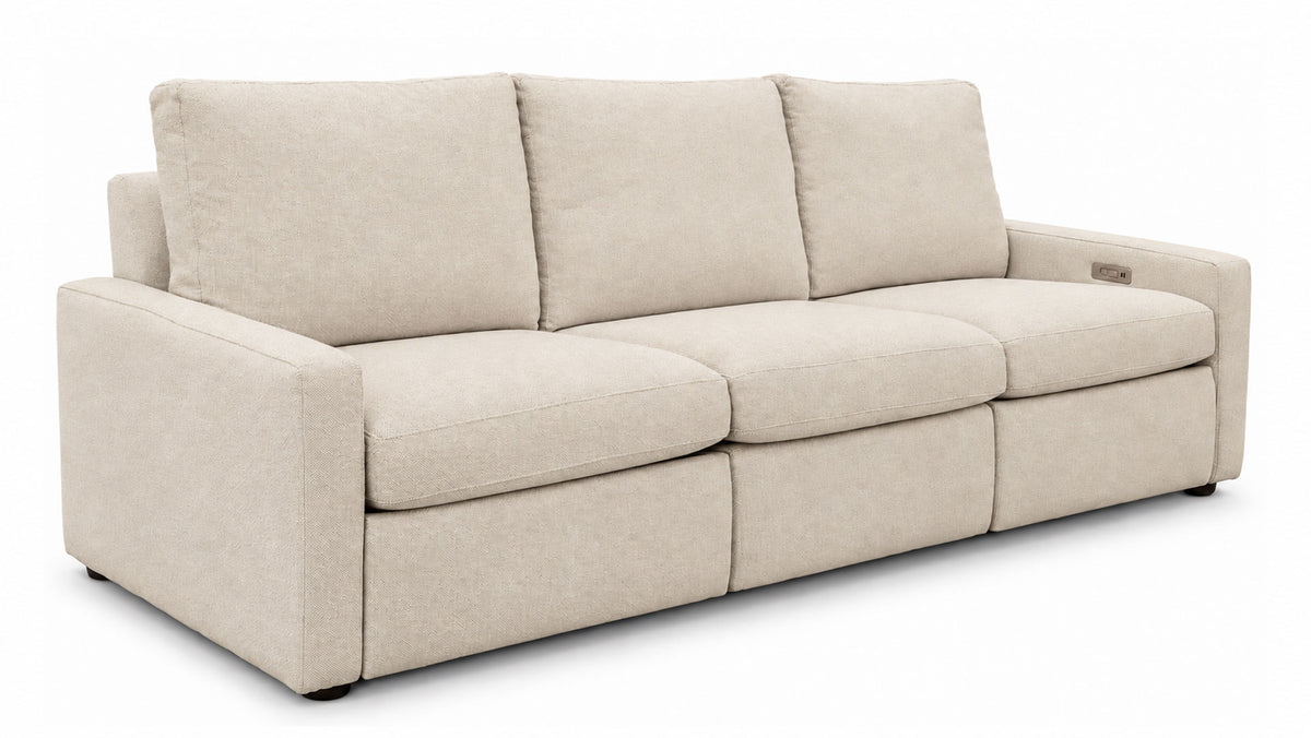 Solara Straw 3pc Power Reclining Sofa with Performance Fabric | Gallery Furniture