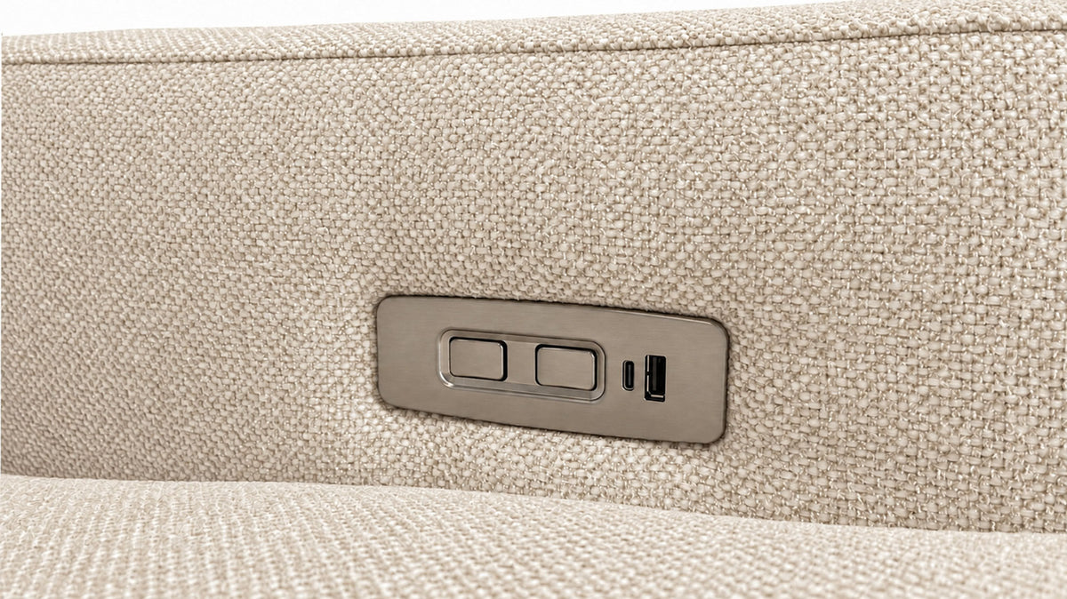 Solara Straw 3pc Power Reclining Sofa with Performance Fabric | Gallery Furniture