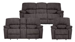 Juego de 3 piezas de sillones reclinables manuales Rhino de peltre | Fabricado en EE. UU.