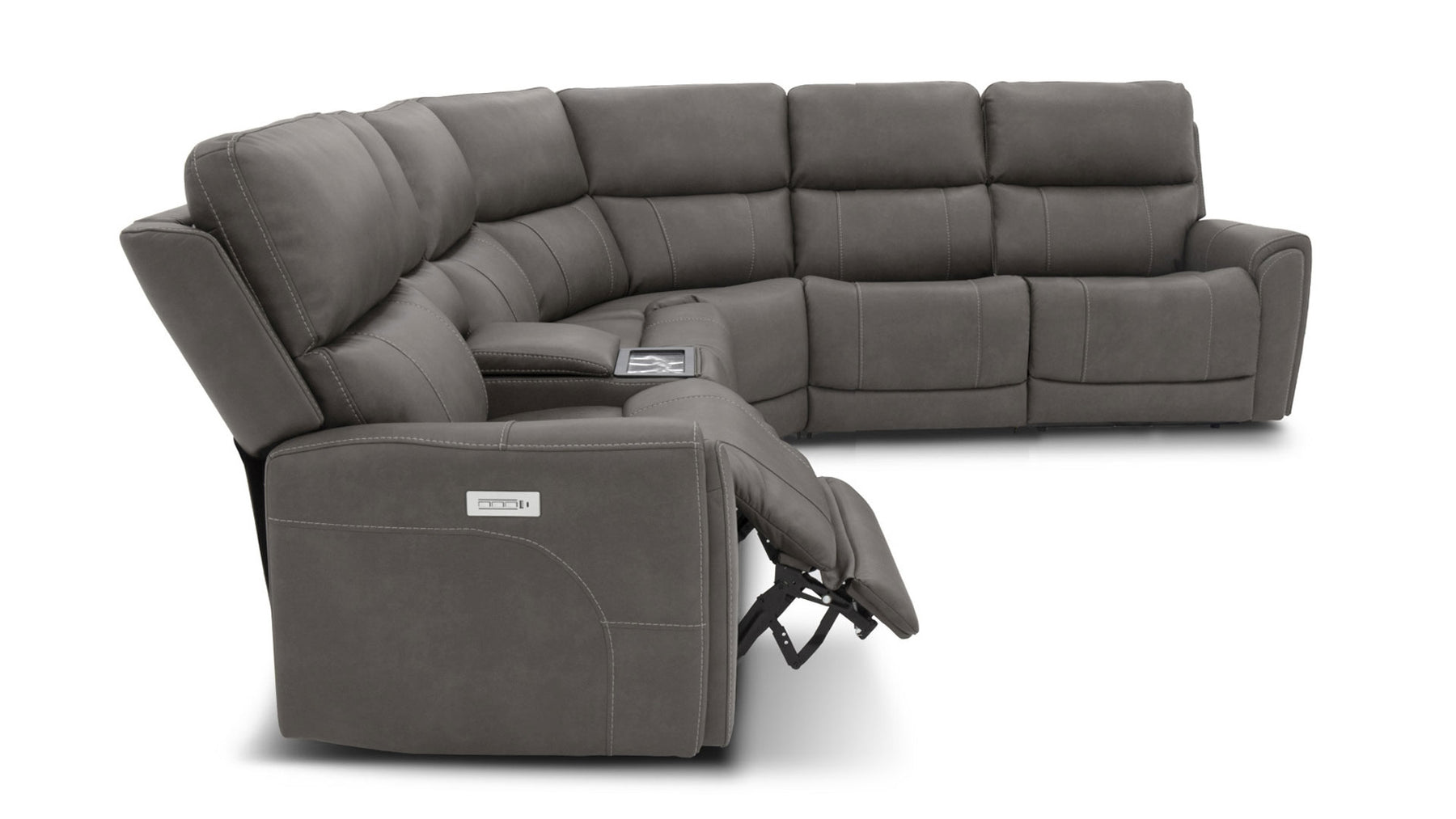 "Cougar power reclining sectional side view with chaise"