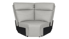 Gray recliner chair with black base on a white background