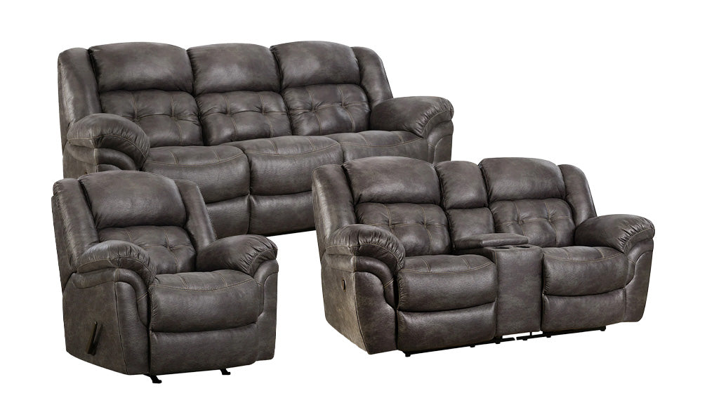 3pc Marcelina Charcoal Manual Reclining Set