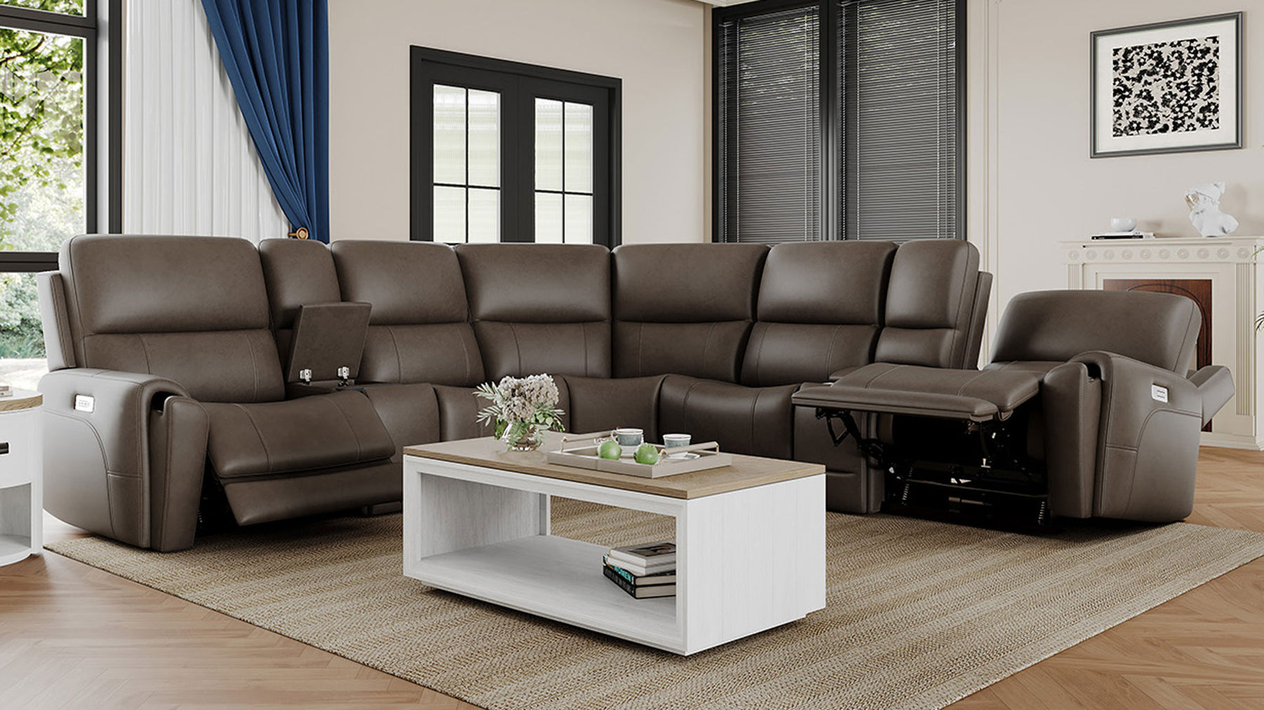 Cougar Cappuccino P3 Zero Gravity Power Reclining Sectional