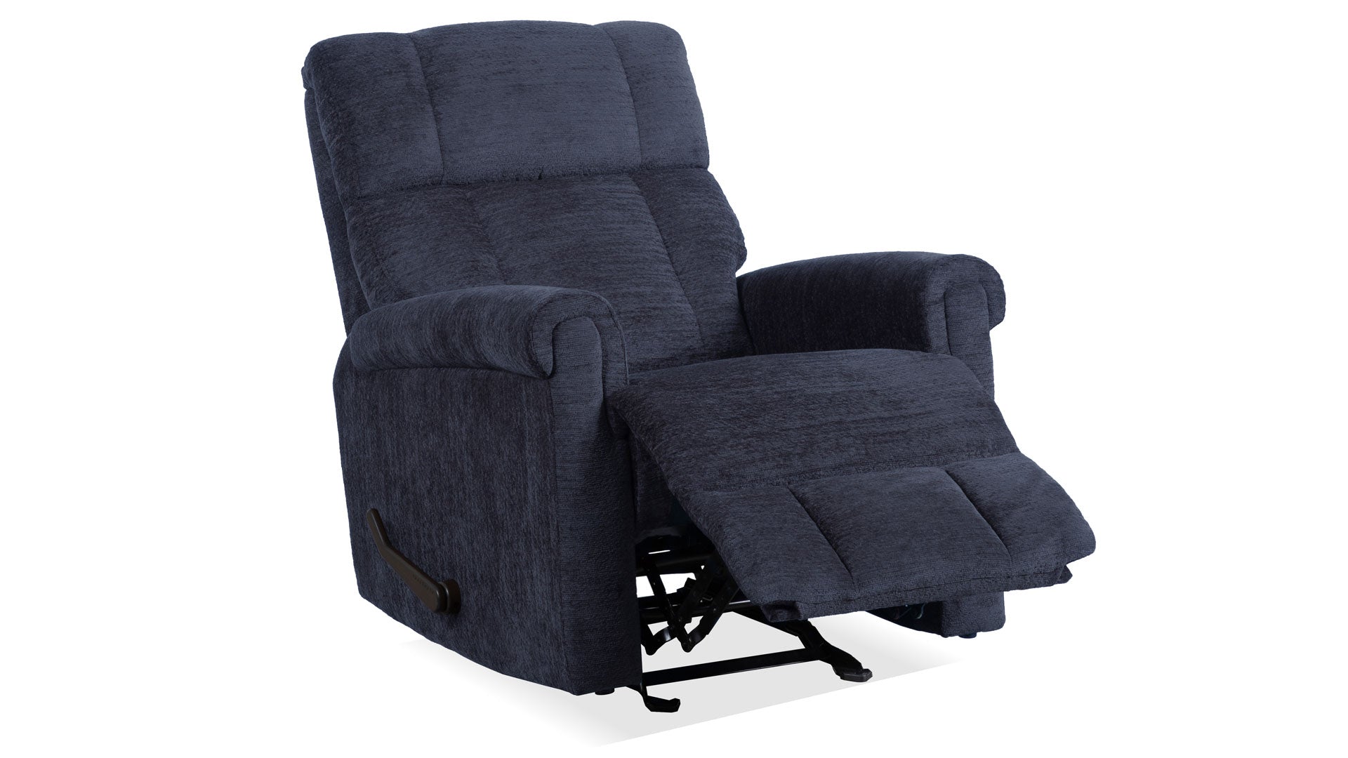Sillón reclinable con balancín manual Perfect Match Classic en azul nocturno – Sillón tapizado para salón | Gallery Furniture