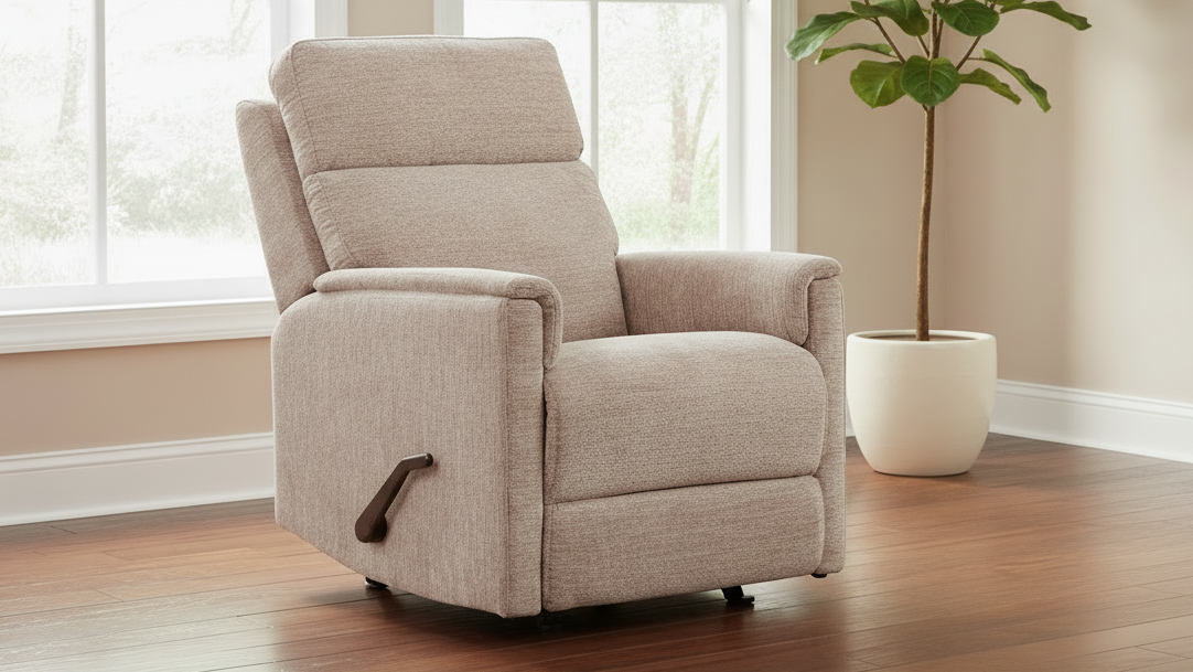 Perfect Match Compact Shoreline Tan Manual Rocker Recliner – Upholstered Living Room Chair | Gallery Furniture