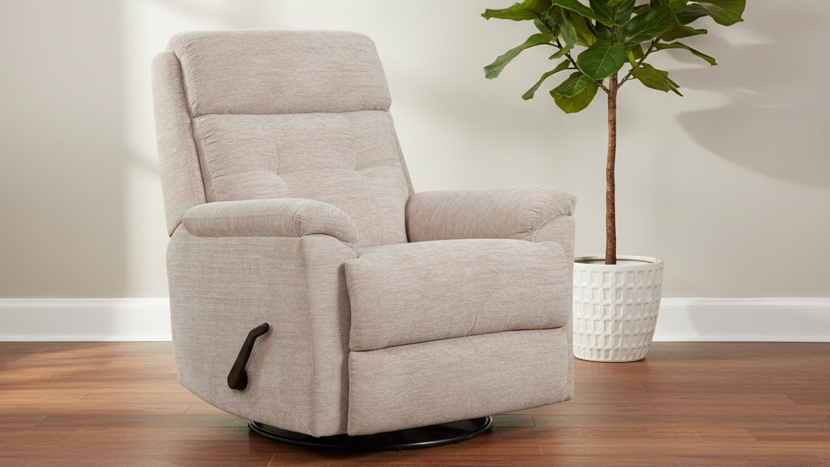 Sillón reclinable giratorio manual «Perfect Match Sophisticated Oat» – Sillón tapizado para salón | Gallery Furniture
