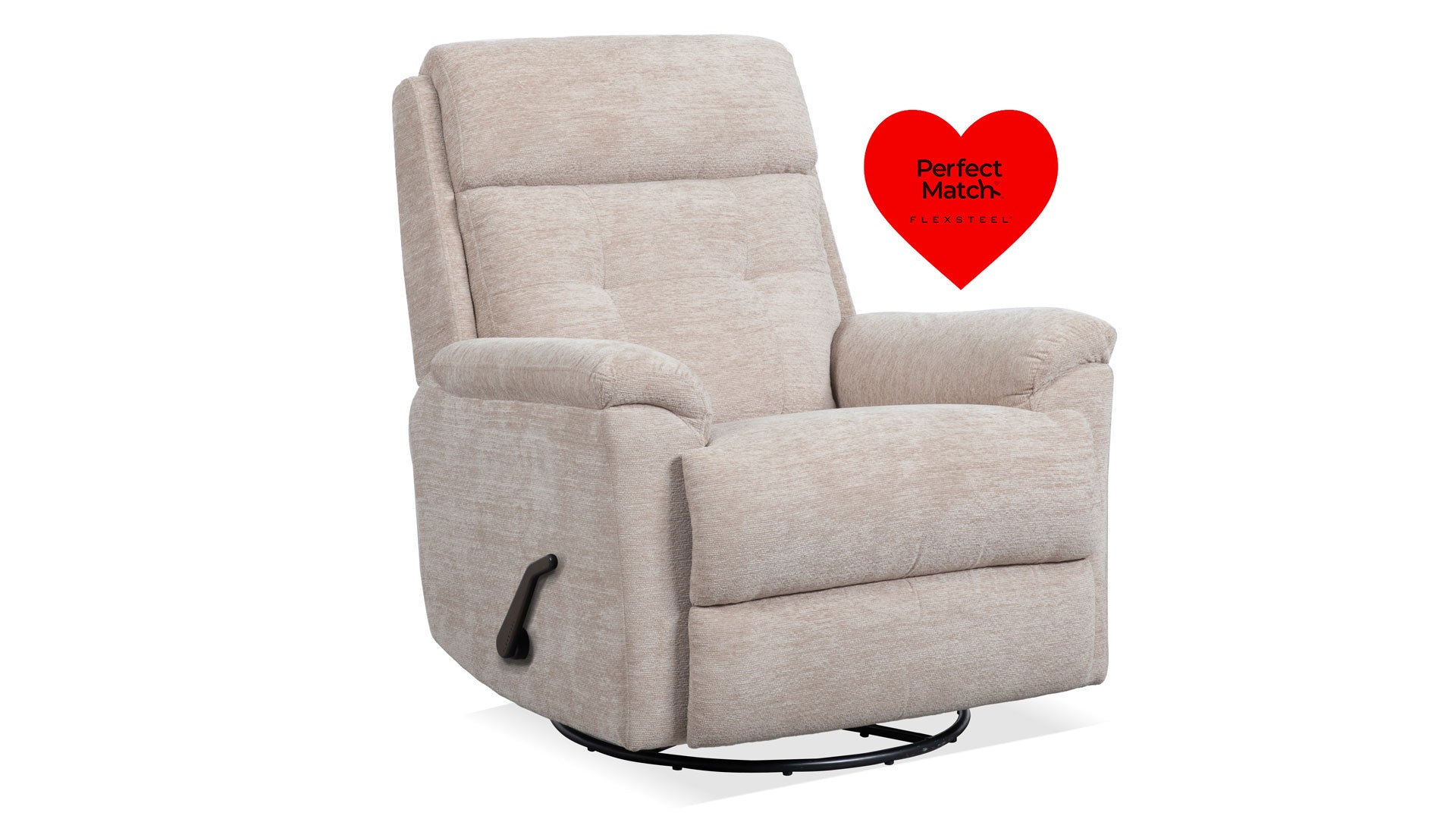 Sillón reclinable giratorio manual «Perfect Match Sophisticated Oat» – Sillón tapizado para salón | Gallery Furniture