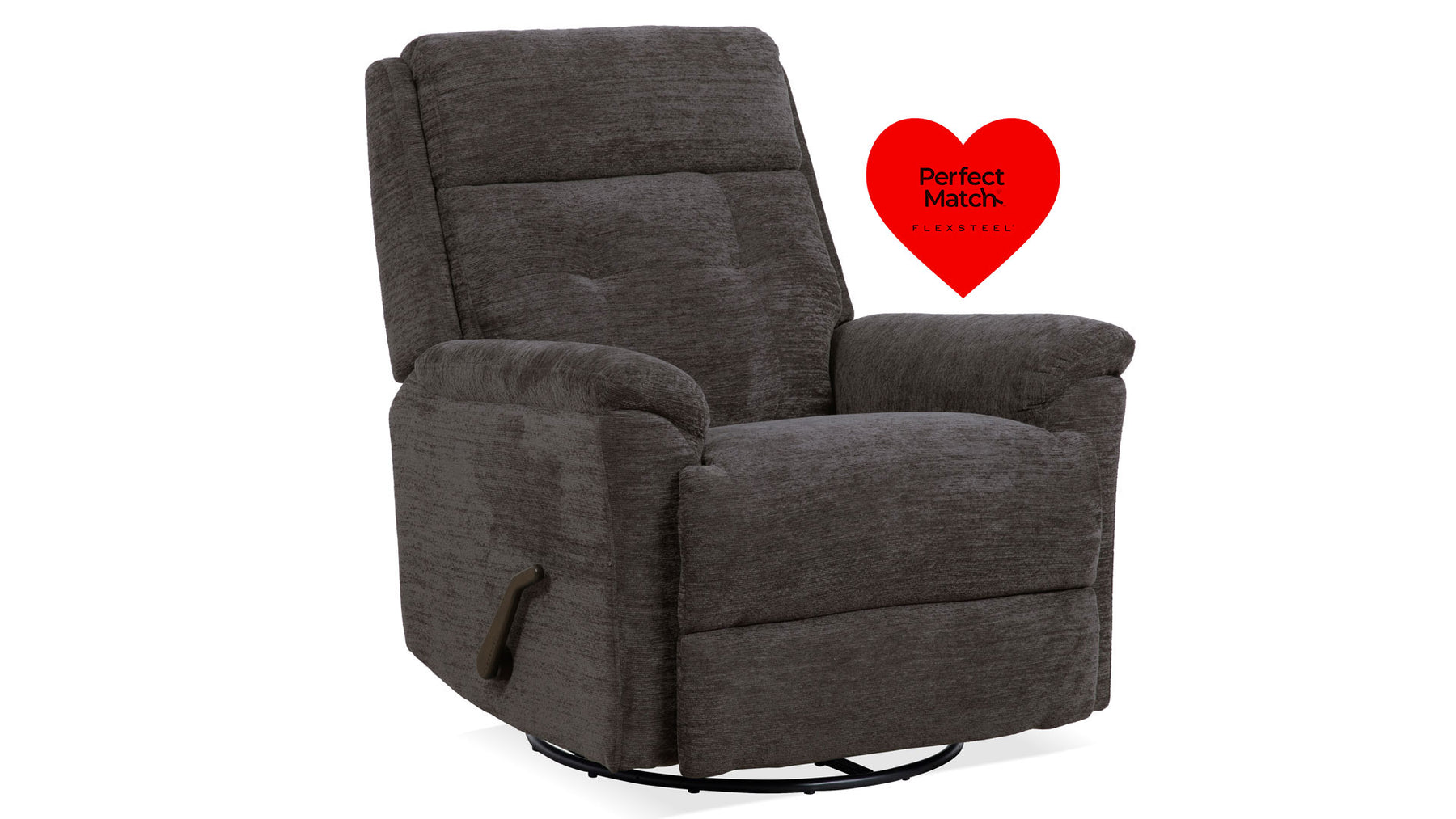 Sillón reclinable giratorio manual de acero sofisticado «Perfect Match» – Sillón tapizado para salón | Gallery Furniture
