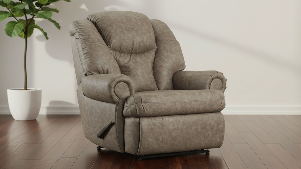 King Comfort Taupe Manual Recliner – Heavy Duty 500 lb Capacity Living Room Chair Made in USA | Gallery Furniture