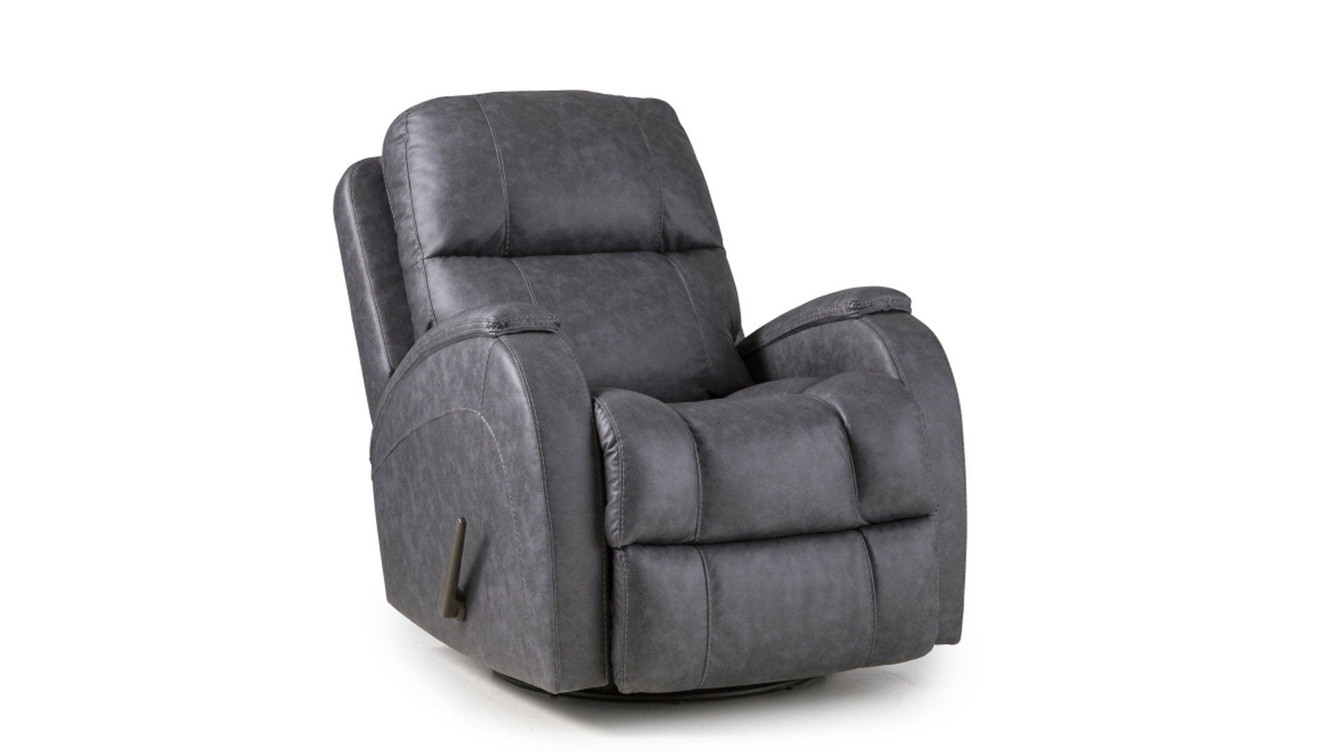 Zena Graphite Manual Swivel Glider Recliner – Upholstered Living Room Chair Made in USA | Gallery Furniture