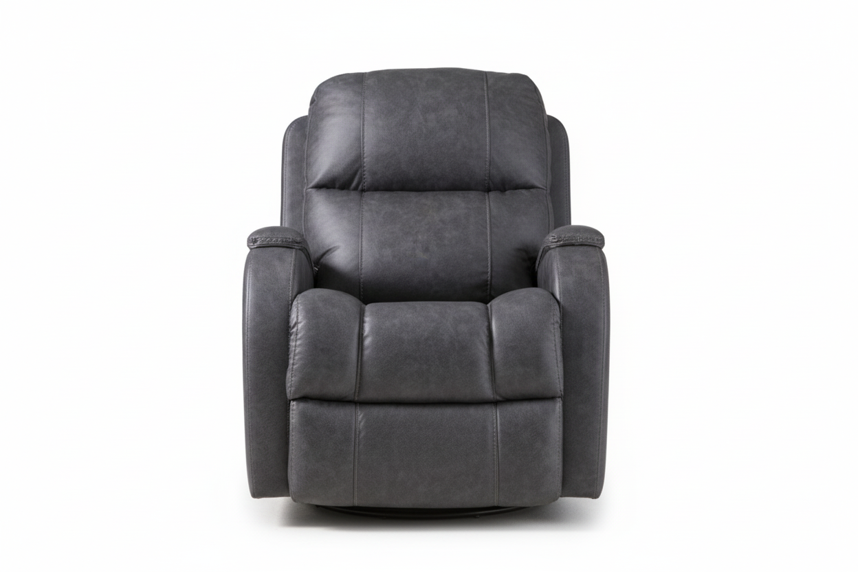 Zena Graphite Manual Swivel Glider Recliner – Upholstered Living Room Chair Made in USA | Gallery Furniture