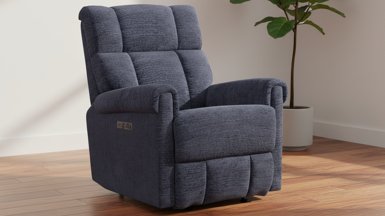 Sillón reclinable «Perfect Match Classic Nocturne Blue Power Rocker» – Sillón tapizado para salón | Gallery Furniture