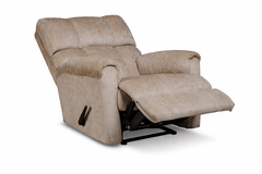Sillón reclinable con balancín «Sand Manual» – Sillón tapizado en color beige, fabricado en EE. UU. | Gallery Furniture