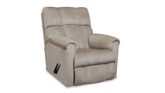 Sillón reclinable con balancín «Sand Manual» – Sillón tapizado en color beige, fabricado en EE. UU. | Gallery Furniture