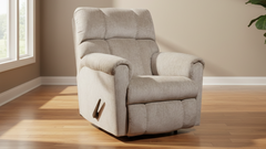 Sillón reclinable con balancín «Sand Manual» – Sillón tapizado en color beige, fabricado en EE. UU. | Gallery Furniture