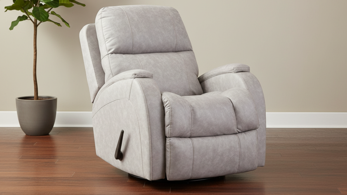 Zena Pebble Manual Swivel Glider Recliner – Upholstered Living Room Chair Made in USA | Gallery Furniture