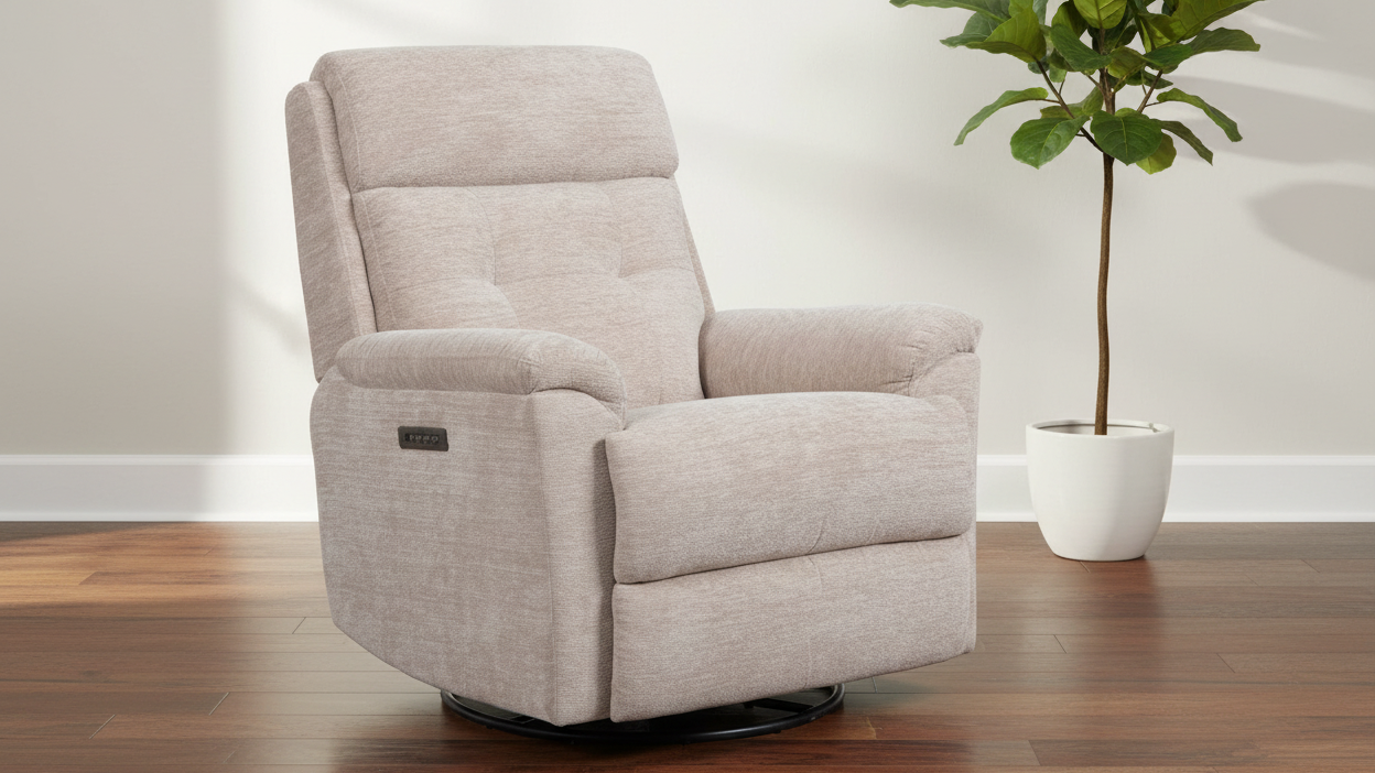 Sillón reclinable giratorio «Sophisticated Oat Power» de Perfect Match – Sillón tapizado para salón | Gallery Furniture