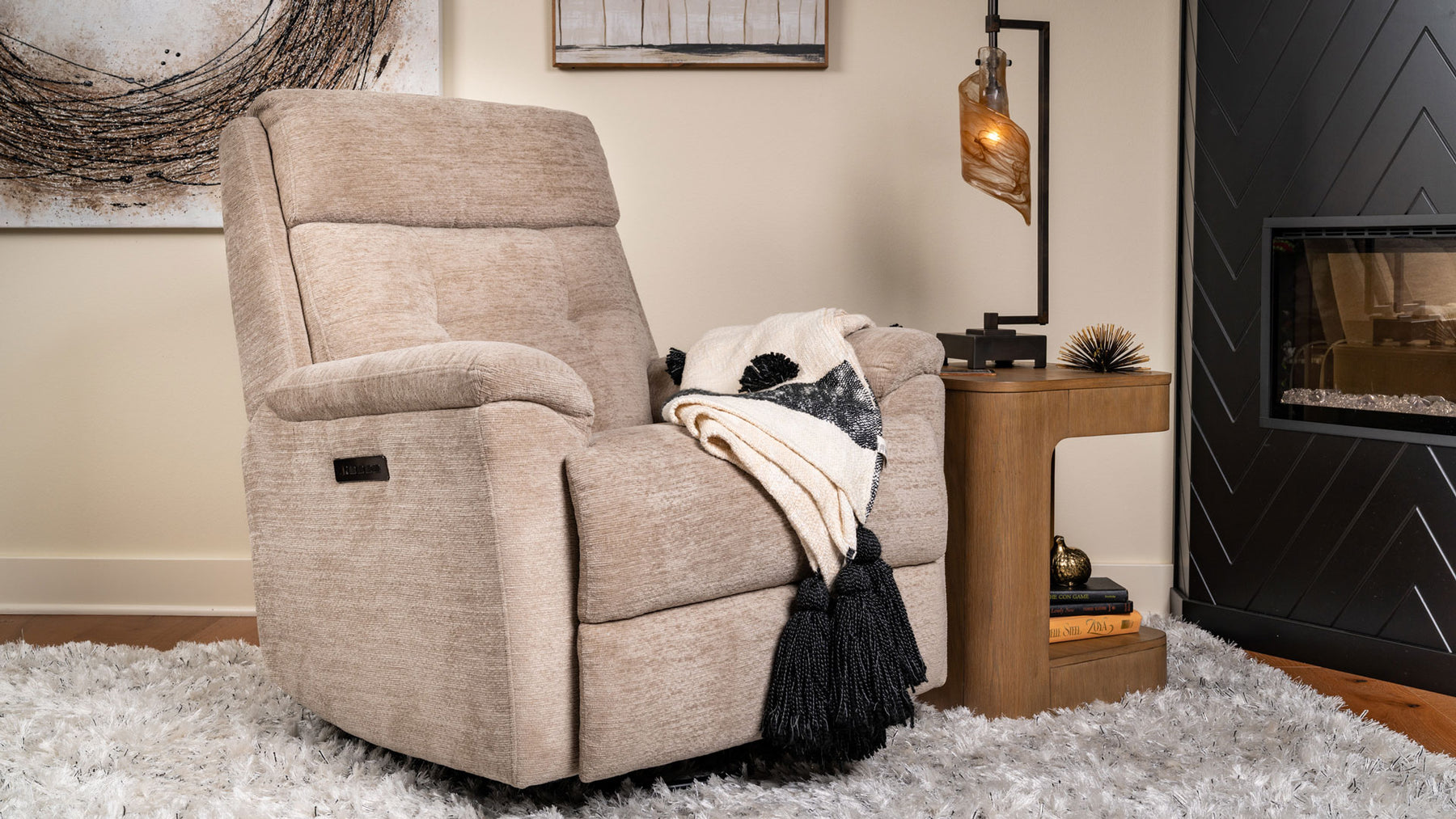 Sillón reclinable giratorio «Sophisticated Oat Power» de Perfect Match – Sillón tapizado para salón | Gallery Furniture