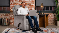 Perfect Match Compact Moon Gray Manual Rocker Recliner – Upholstered Living Room Chair | Gallery Furniture