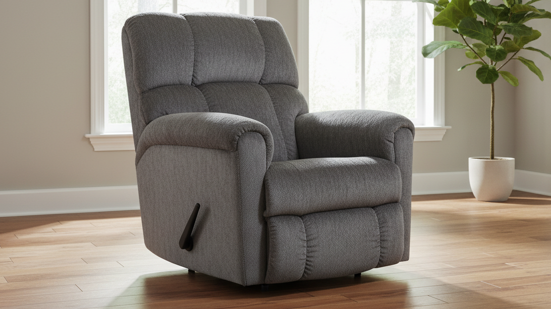Grey Manual Rocker Recliner – Upholstered Living Room Chair Made in USA | Gallery Furniture