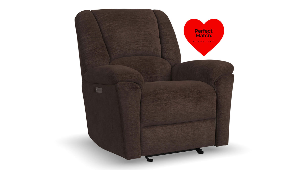 Perfect Match Plush Buffalo Brown Power Rocker Recliner – Upholstered Living Room Chair | Gallery Furniture