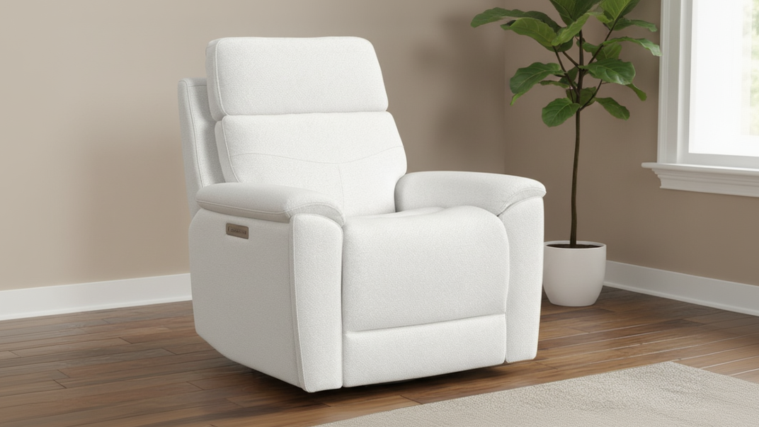 Sillón reclinable giratorio «Perfect Match» con tapizado «Refined Pearl Power» – Sillón tapizado para salón | Gallery Furniture