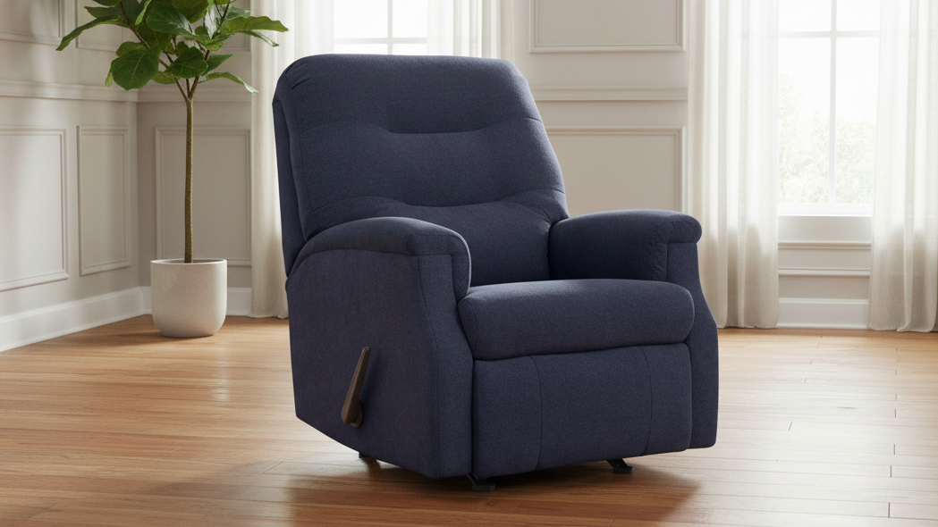 Parkway Navy Manual Rocker Recliner – Upholstered Living Room Chair Made in USA | Gallery Furniture