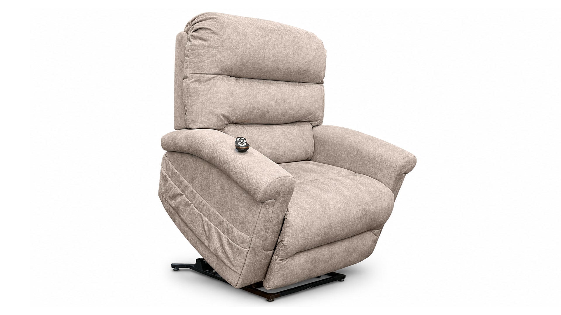 Sillón reclinable beige sobre fondo blanco