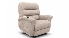 Sillón reclinable beige sobre fondo blanco