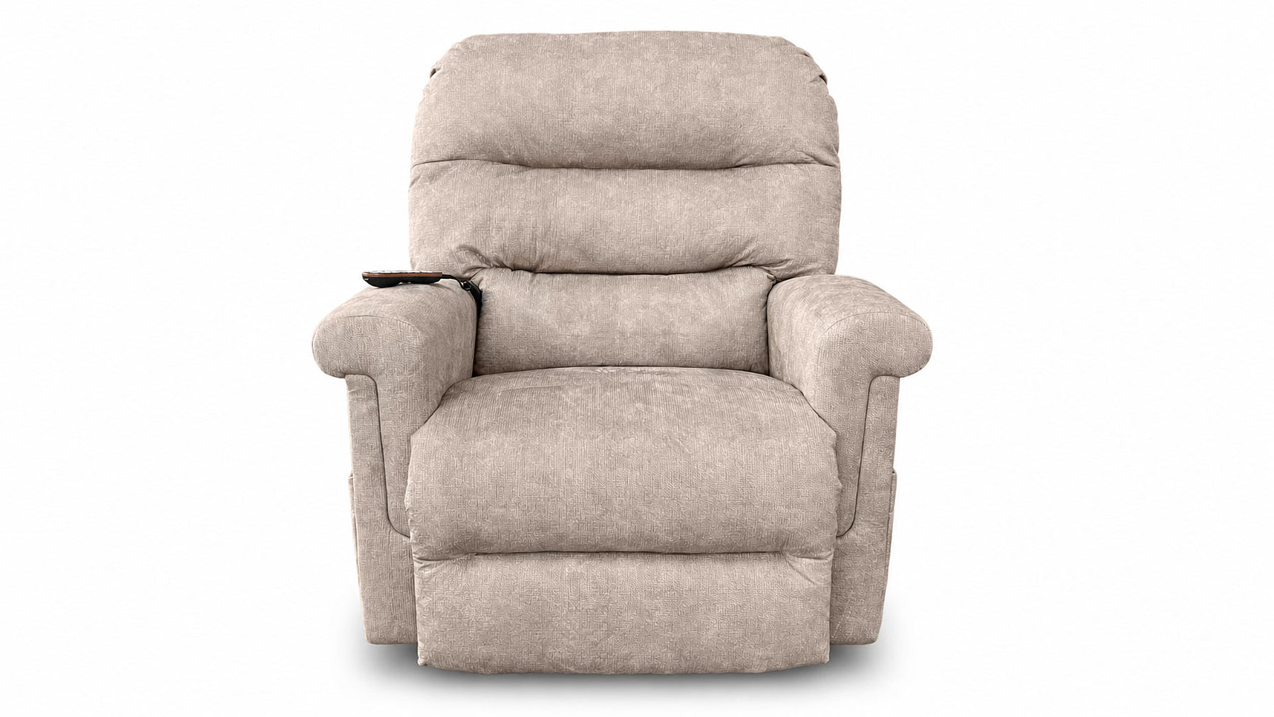 Sillón reclinable beige sobre fondo blanco