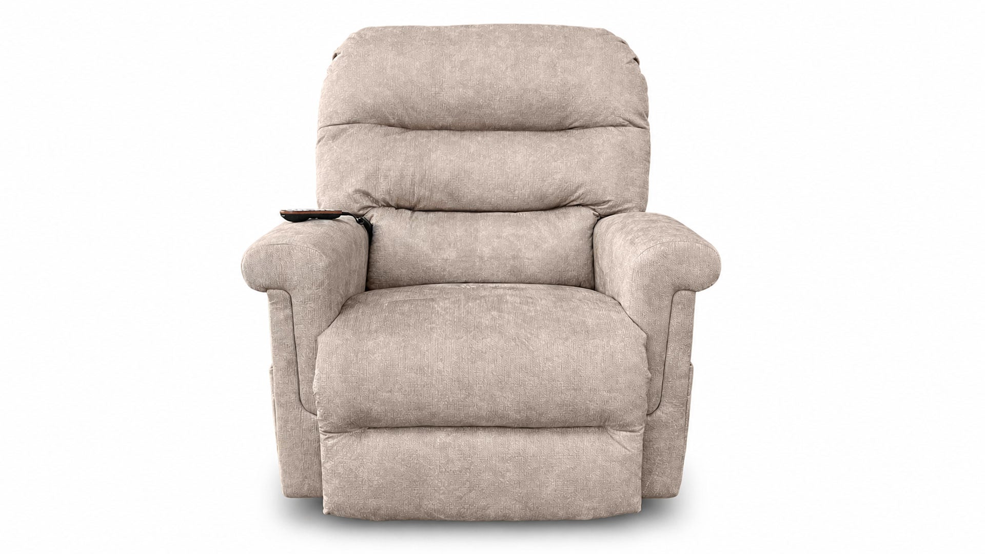 Sillón reclinable beige sobre fondo blanco