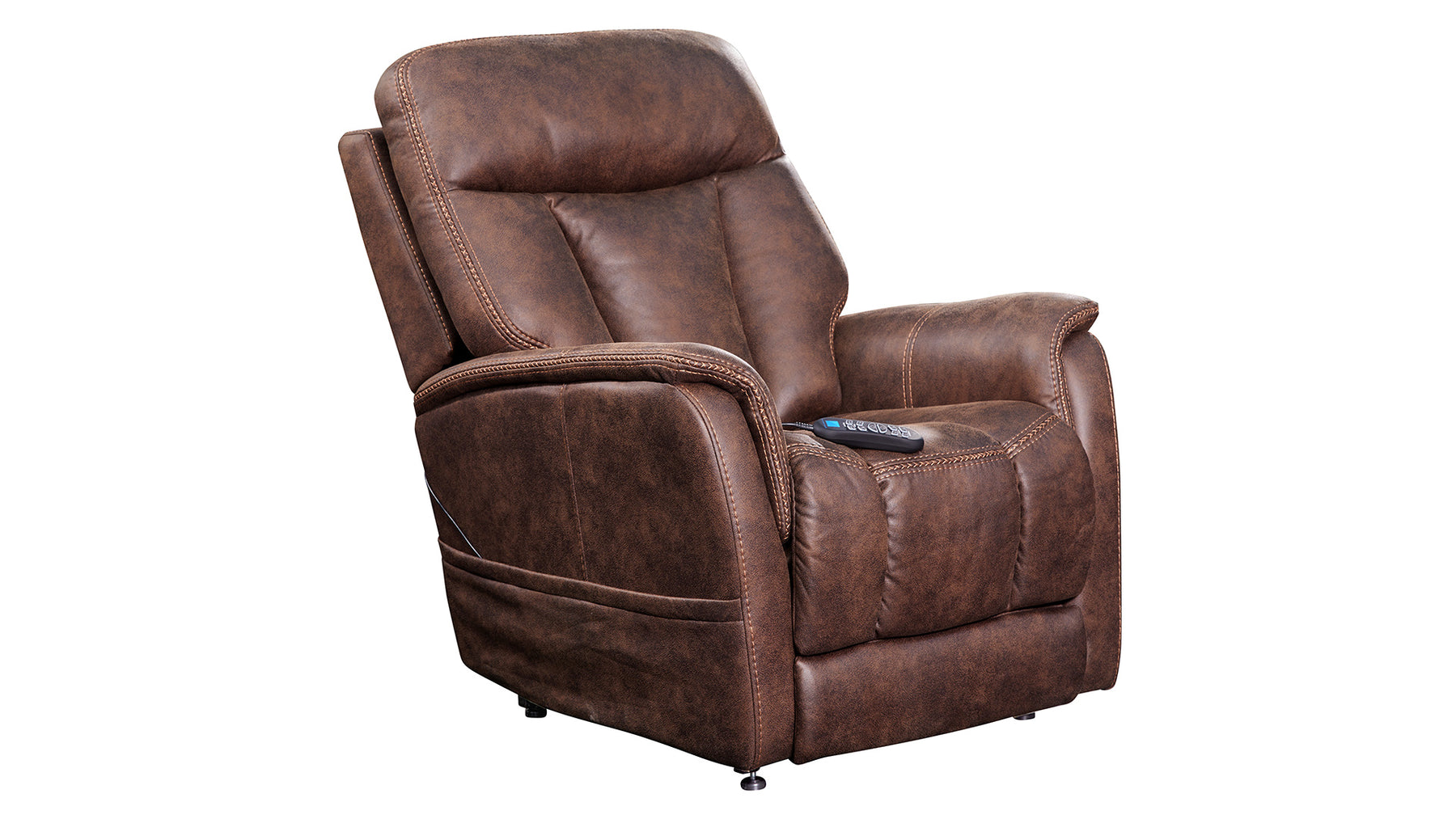 Sillón reclinable eléctrico Flexsteel Atlas Brown P3 – Sillón totalmente reclinable con reposacabezas y soporte lumbar eléctricos | Gallery Furniture