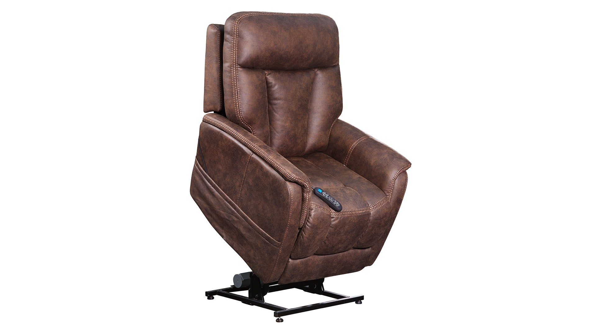 Sillón reclinable eléctrico Flexsteel Atlas Brown P3 – Sillón totalmente reclinable con reposacabezas y soporte lumbar eléctricos | Gallery Furniture
