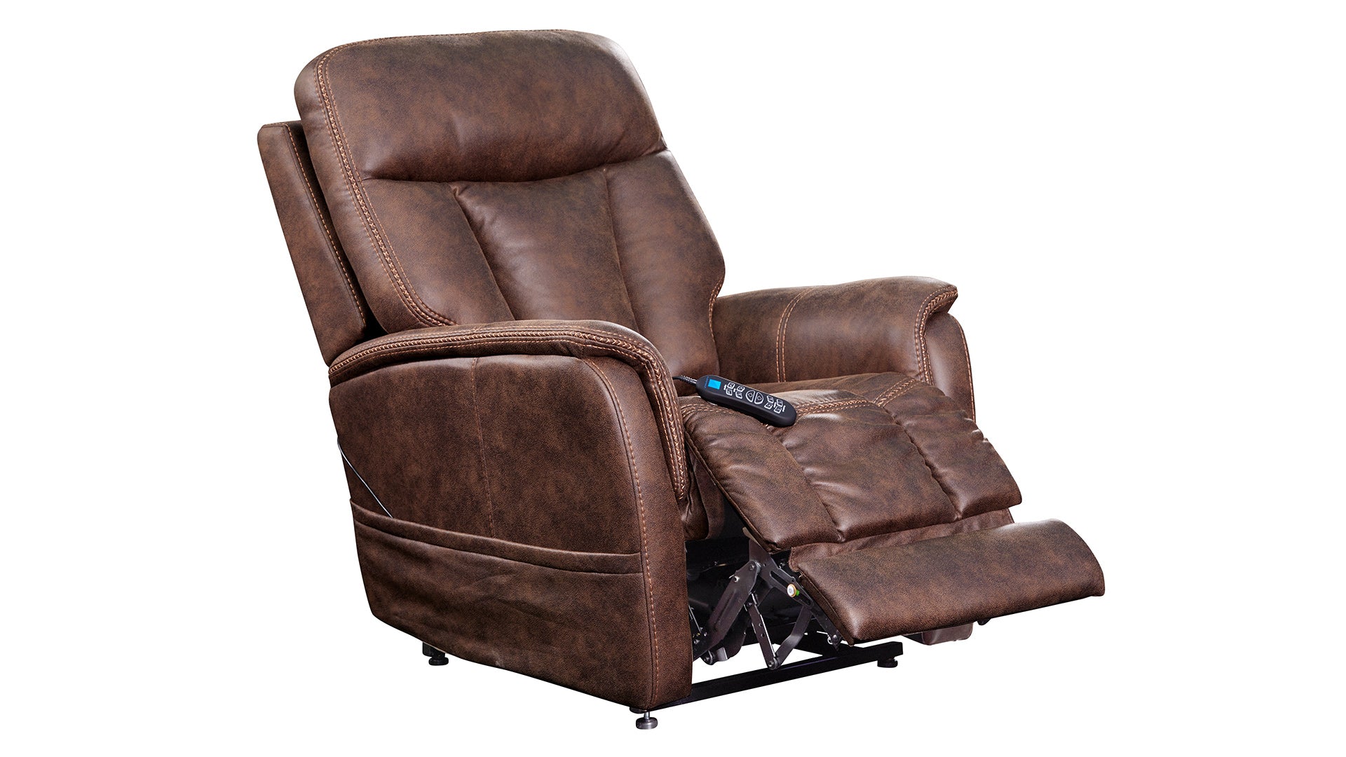 Sillón reclinable eléctrico Flexsteel Atlas Brown P3 – Sillón totalmente reclinable con reposacabezas y soporte lumbar eléctricos | Gallery Furniture