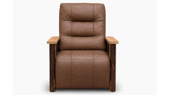 Amish Made Rustic Oak Leather Power Recliner | Gallery Furniture
