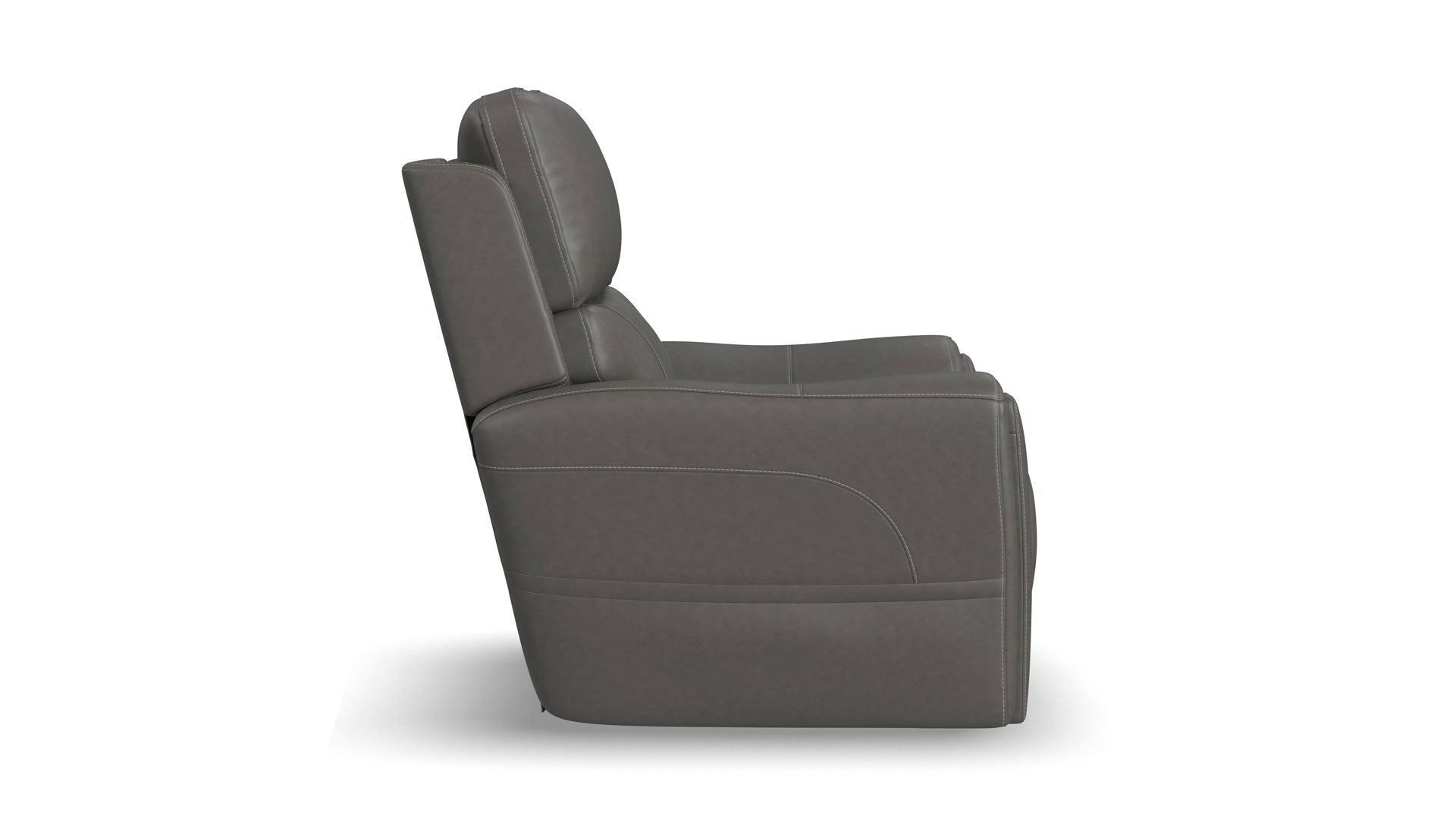 Sillón reclinable eléctrico Flexsteel Cougar en gris oscuro P5 – Con función de calor y masaje y tapizado MackArmor | Gallery Furniture