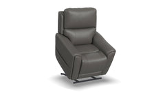Sillón reclinable eléctrico Flexsteel Cougar en gris oscuro P5 – Con función de calor y masaje y tapizado MackArmor | Gallery Furniture