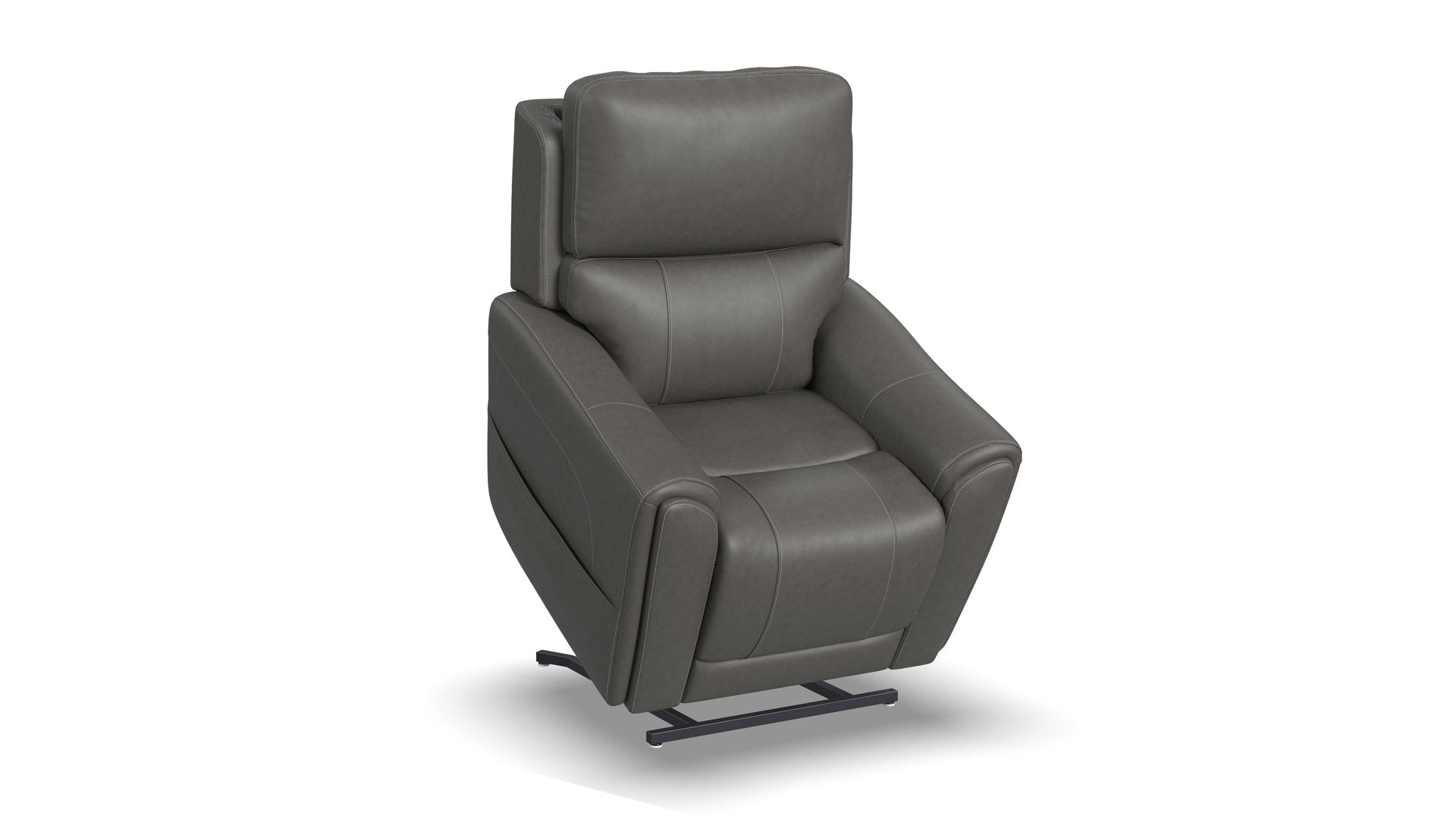 Sillón reclinable eléctrico Flexsteel Cougar en gris oscuro P5 – Con función de calor y masaje y tapizado MackArmor | Gallery Furniture