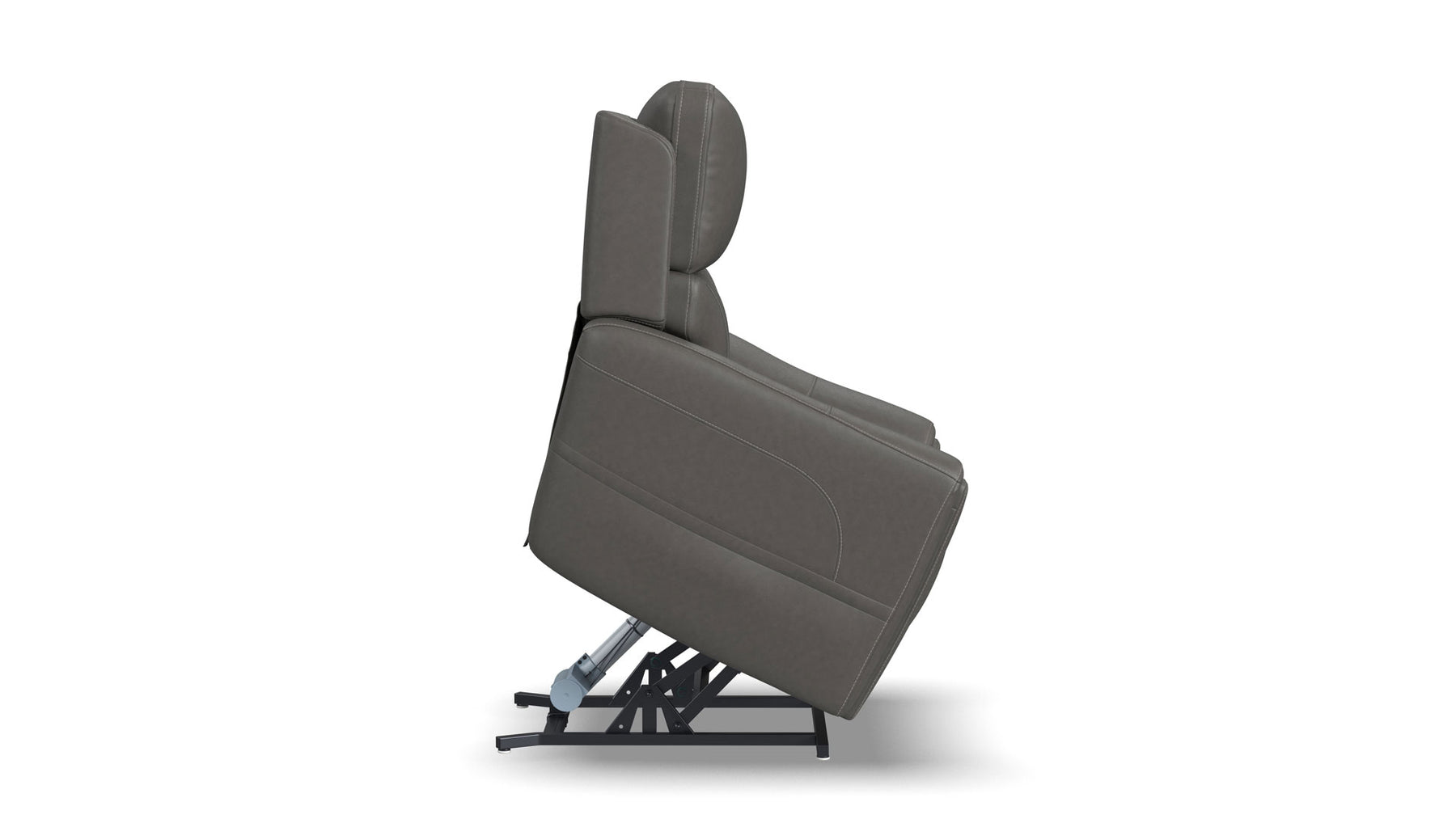 Sillón reclinable eléctrico Flexsteel Cougar en gris oscuro P5 – Con función de calor y masaje y tapizado MackArmor | Gallery Furniture
