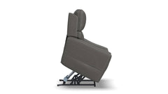 Sillón reclinable eléctrico Flexsteel Cougar en gris oscuro P5 – Con función de calor y masaje y tapizado MackArmor | Gallery Furniture