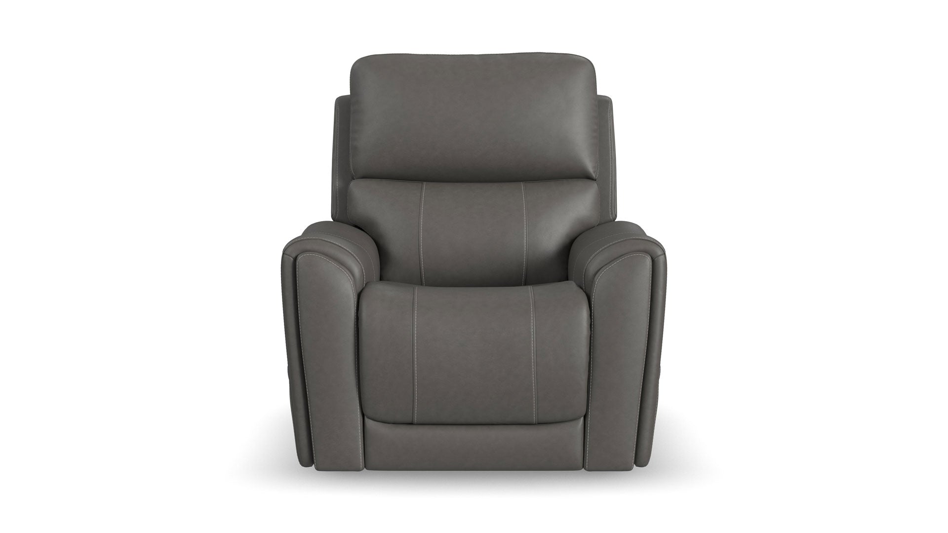 Sillón reclinable eléctrico Flexsteel Cougar en gris oscuro P5 – Con función de calor y masaje y tapizado MackArmor | Gallery Furniture