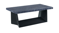 3 Pc Dark Marble Cocktail & 2 End Table Set