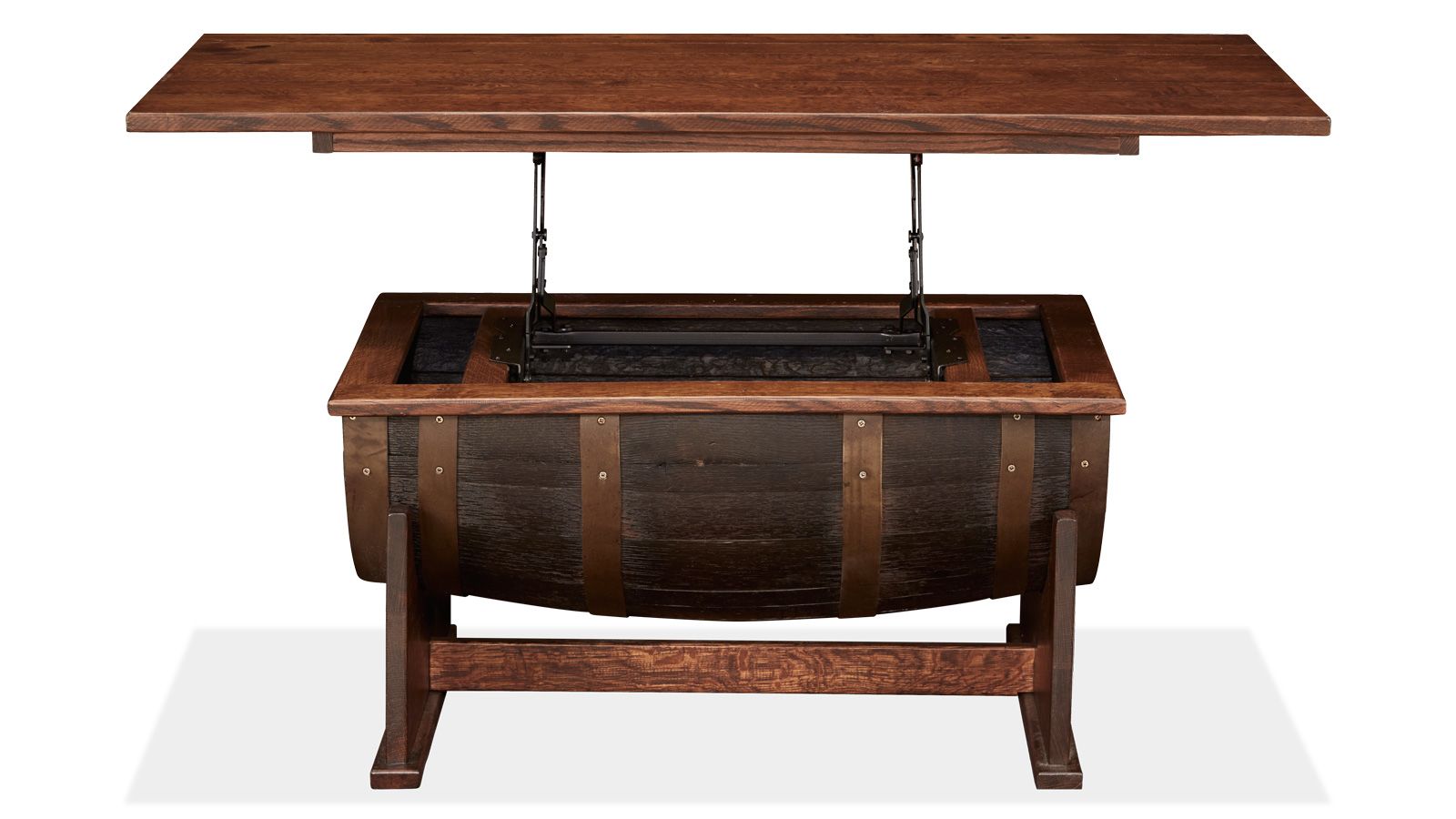 3 Pc Golden Brown Barrel Lift Top Cocktail & End Table Set