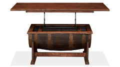 3 Pc Golden Brown Barrel Lift Top Cocktail & End Table Set