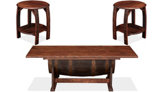 3 Pc Golden Brown Barrel Lift Top Cocktail & End Table Set