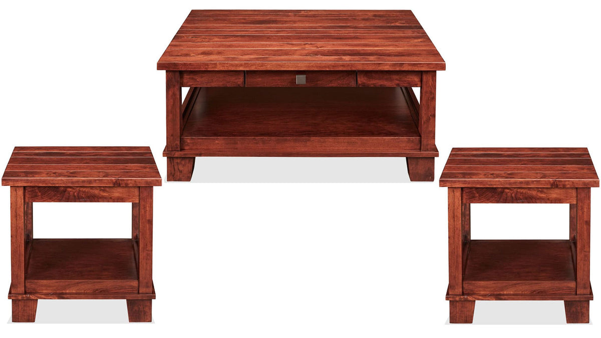 3 Pc Laredo Rustic Cherry Cocktail & End Table Set