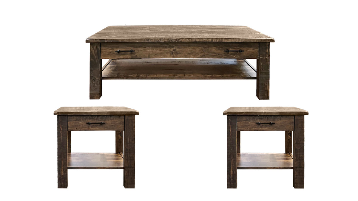 3pc Barn Floor Cocktail Table & 2 End Tables