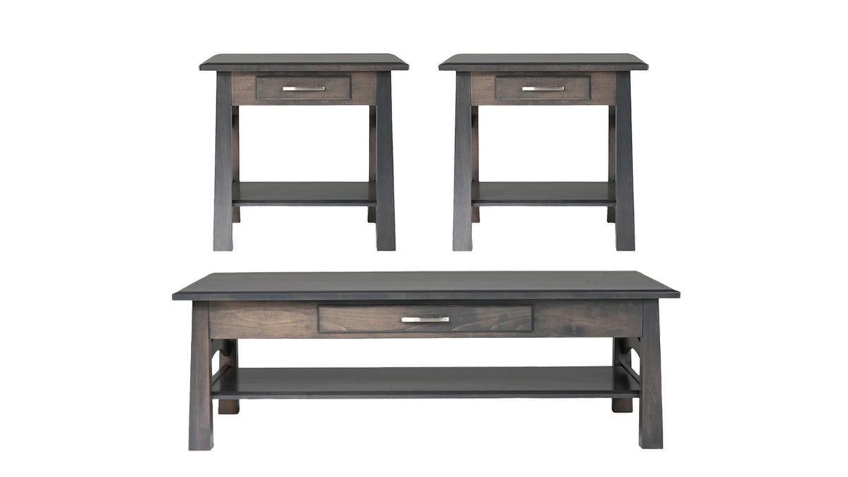 Conjunto de 3 piezas Beaumont Antique Slate Mesa de Cocktail & 2 Mesas Laterales